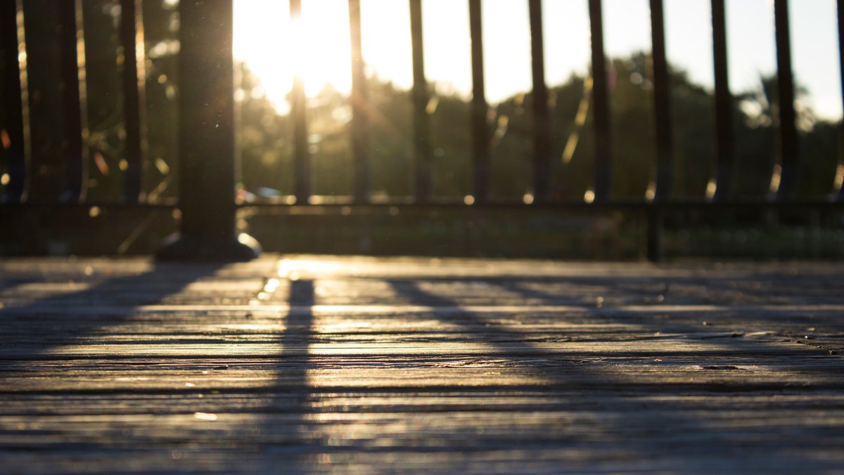 Clean wooden deck boards